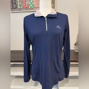 Rhoback Q Zip Dime Dot Evening Navy Pink Quarter Women's Size M